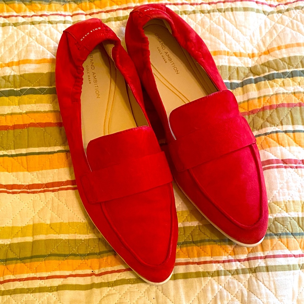 Cole Haan grand ambition pinkish/red Suede point toe Loafers